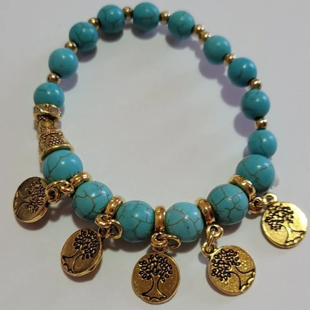 TURQUOISE STRECH BRACELET NEW - Picture 1 of 4